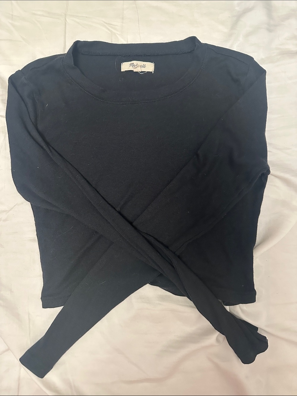 Madewell Black Ribbed Long-Sleeve Crew Top